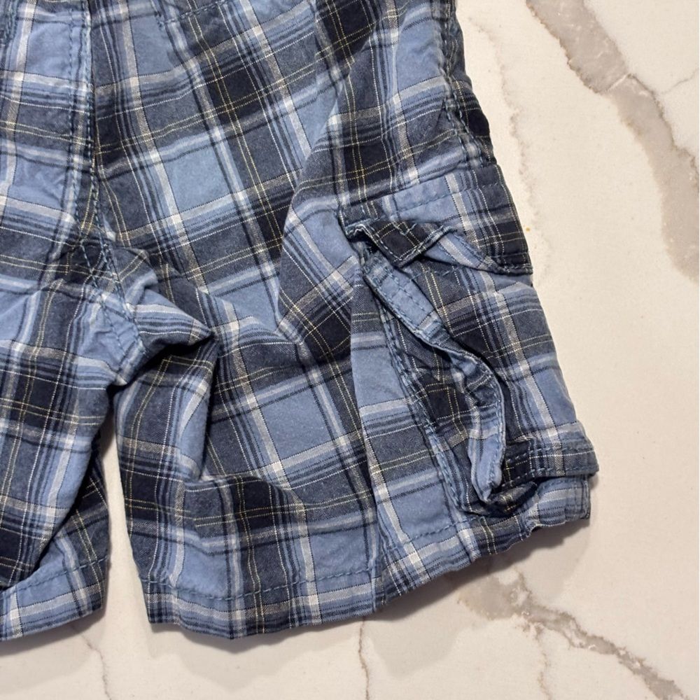 Gymboree | Infant Baby Boys Cargo Blue Navy White Plaid Casual Shorts 18-24M - Picture 13 of 16